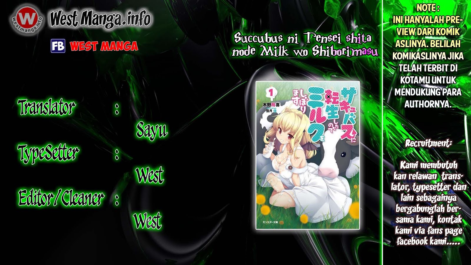 Succubus ni Tensei Shita Node Milk wo Shiborimasu Chapter 1